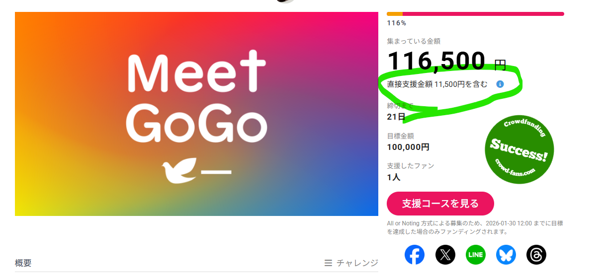 CROWDFANSに「直接支援」機能を追加しました
